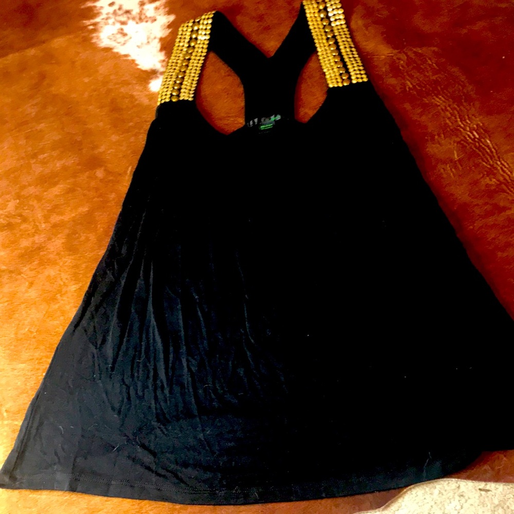 Tank with dull gold embellishments! Rain clothing, size small.